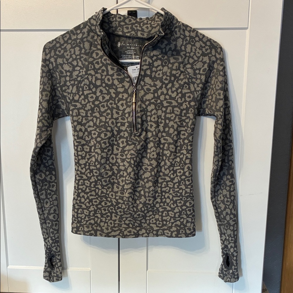 FP Movement by Free People Charcoal Leopard Long Sleeve Top